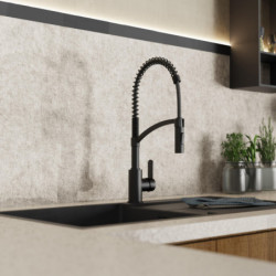 WK 3 in Schwarz, Küchenarmatur mit innovativem Spiralfeder-Design