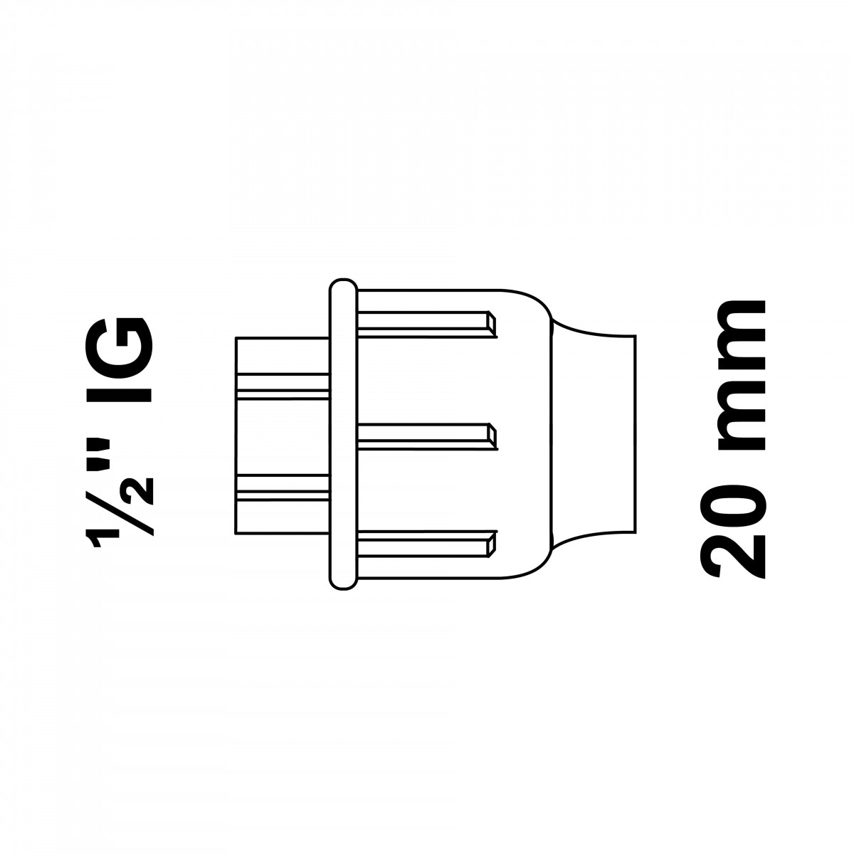 Übergangsstück, 20 mm auf 1/2\" IG, Klemmfitting für HDPE"