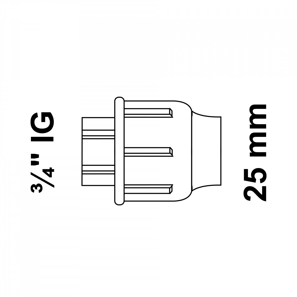 Übergangsstück, 25 mm auf 3/4\" IG, Klemmfitting für HDPE"