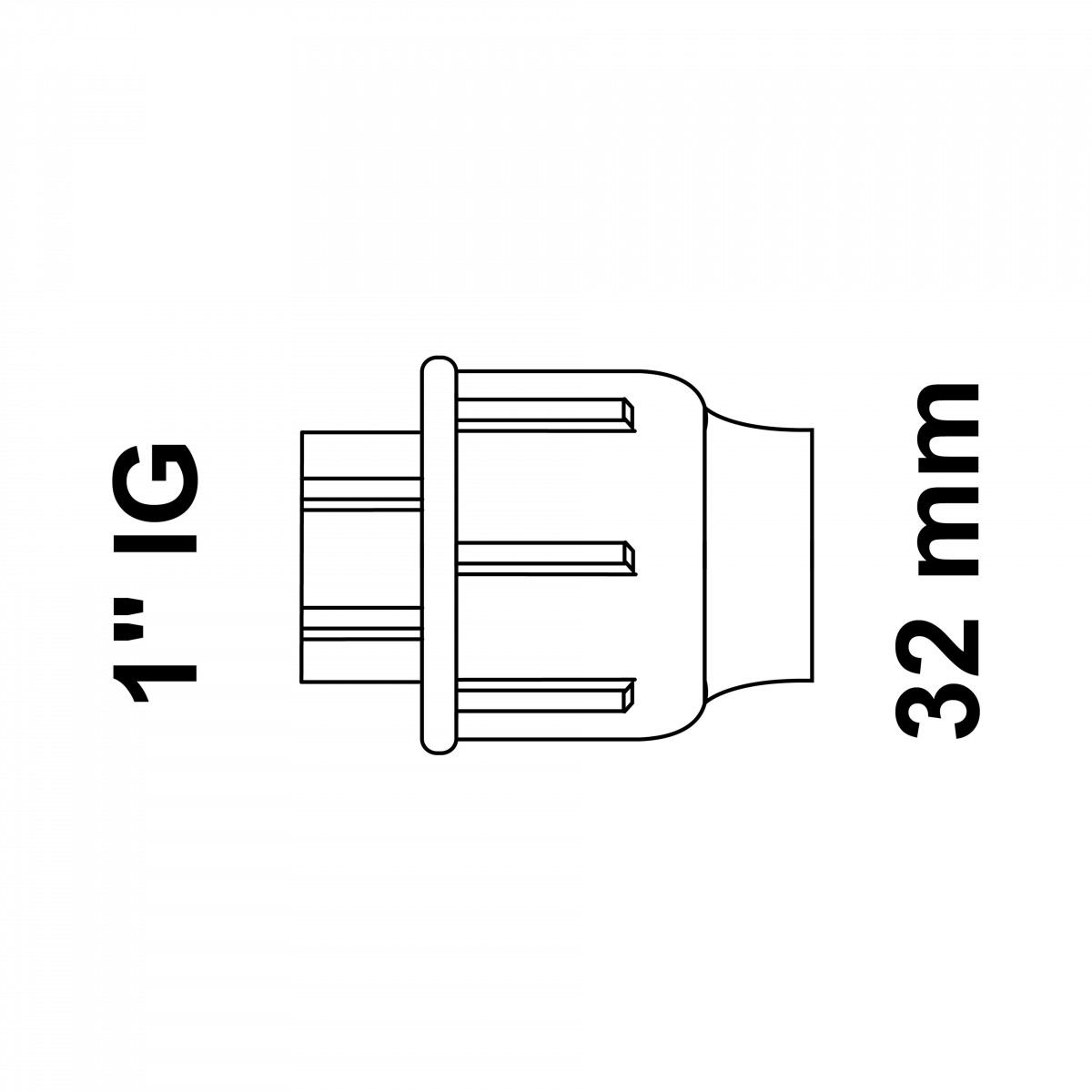 Übergangsstück, 32 mm auf 1\" IG, Klemmfitting für HDPE"