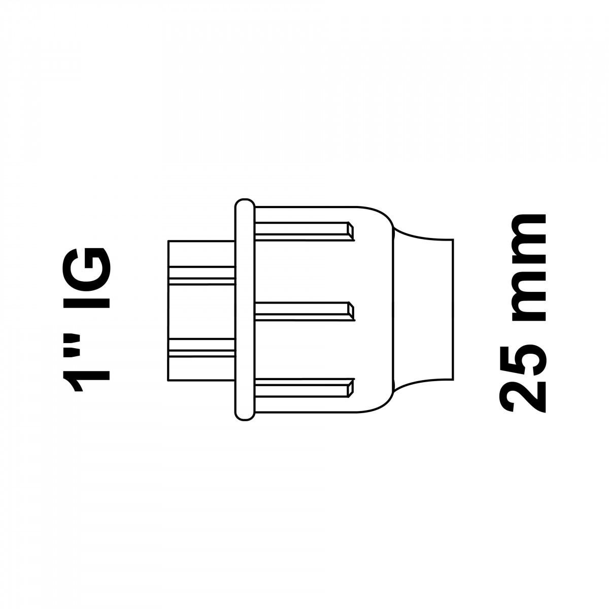 Übergangsstück, 25 mm auf 1\" IG, Klemmfitting für HDPE"