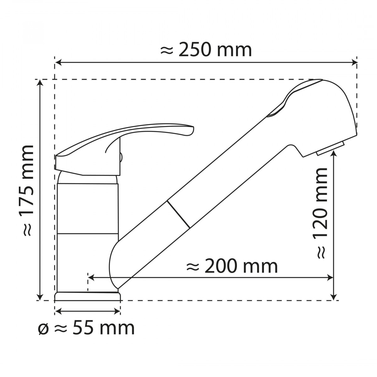 Küchenarmatur WK 7 Chrom, mit herausziehbarer Geschirrbrause