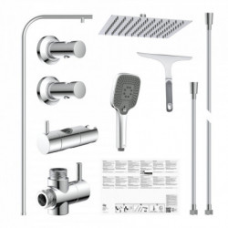 Überkopf-Brauseset EASY DELUXE, Regendusche, großer Duschkopf, Chrom