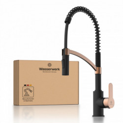 WK 3 in Schwarz/Roségold, Küchenarmatur mit innovativem Spiralfeder-Design