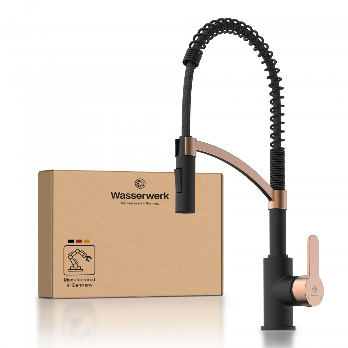 WK 3 in Schwarz/Roségold, Küchenarmatur mit innovativem Spiralfeder-Design