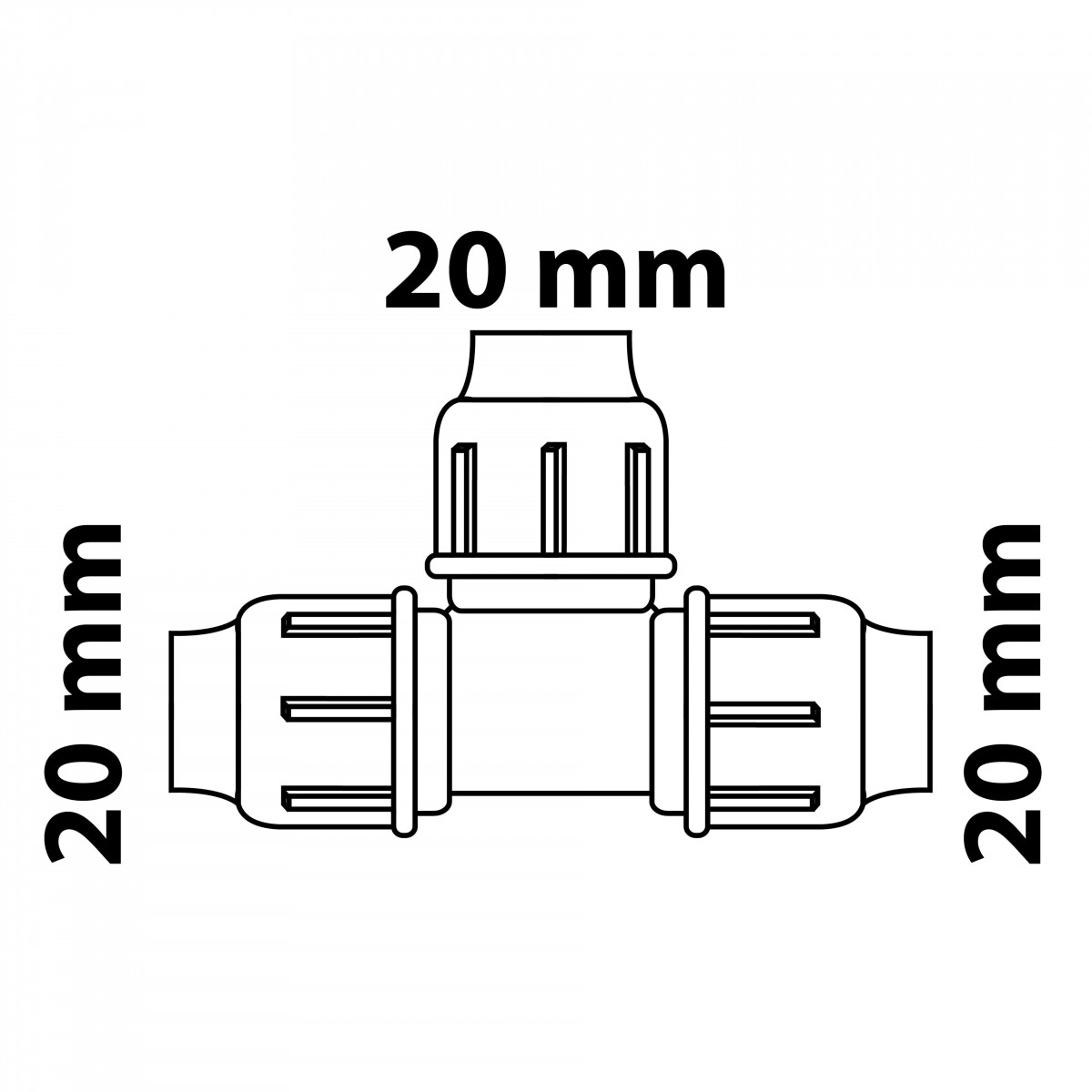 T-Stück, 20 mm, Klemmfitting für HDPE