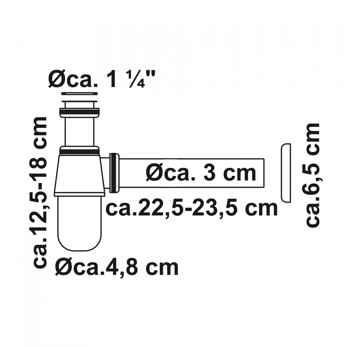 Flaschensiphon, Chrom, 1 1/4" x 32 mm, Siphons, wasseranschluss