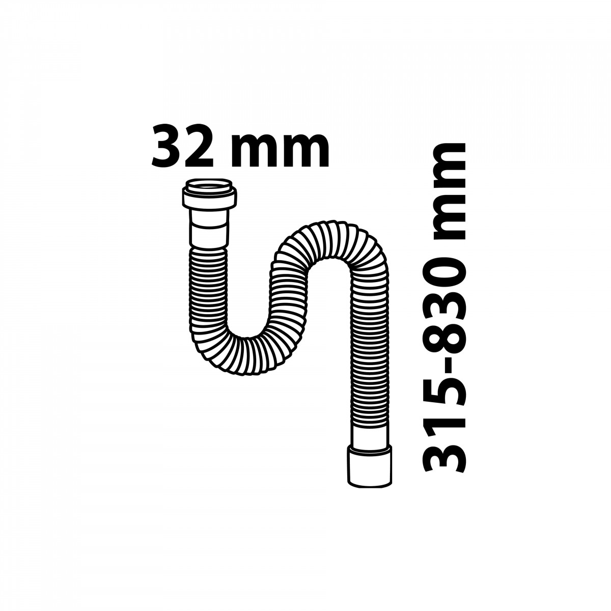 KS Flex-Röhrensiphon, Weiß, 1 1/4\" x 32 mm, Siphons, wasseranschluss"