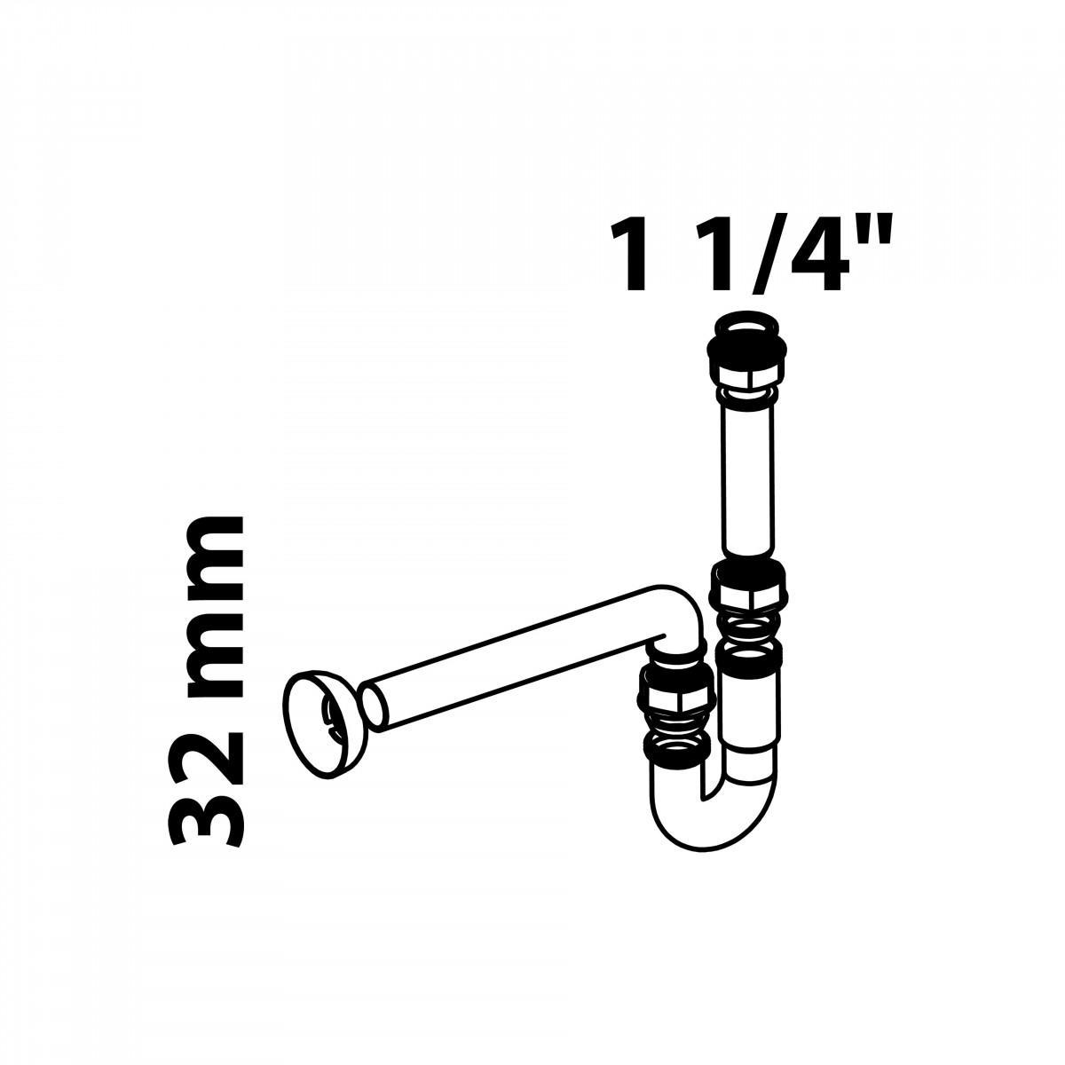 ECO-SAVE KS Röhrensiphon, Grau, 1 1/4" x 32 mm, Siphons, wasseranschluss