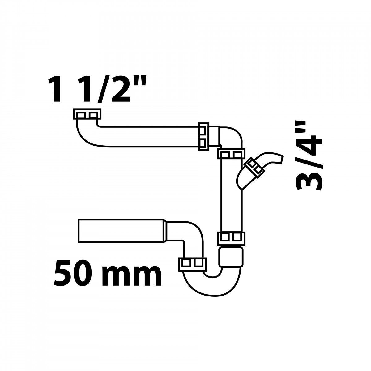 ECO-SAVE KS Raumspar-Spültisch-Röhrensiphon 50mm, Grau