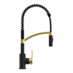 WK 3 in Schwarz/Gold, Küchenarmatur mit innovativem Spiralfeder-Design