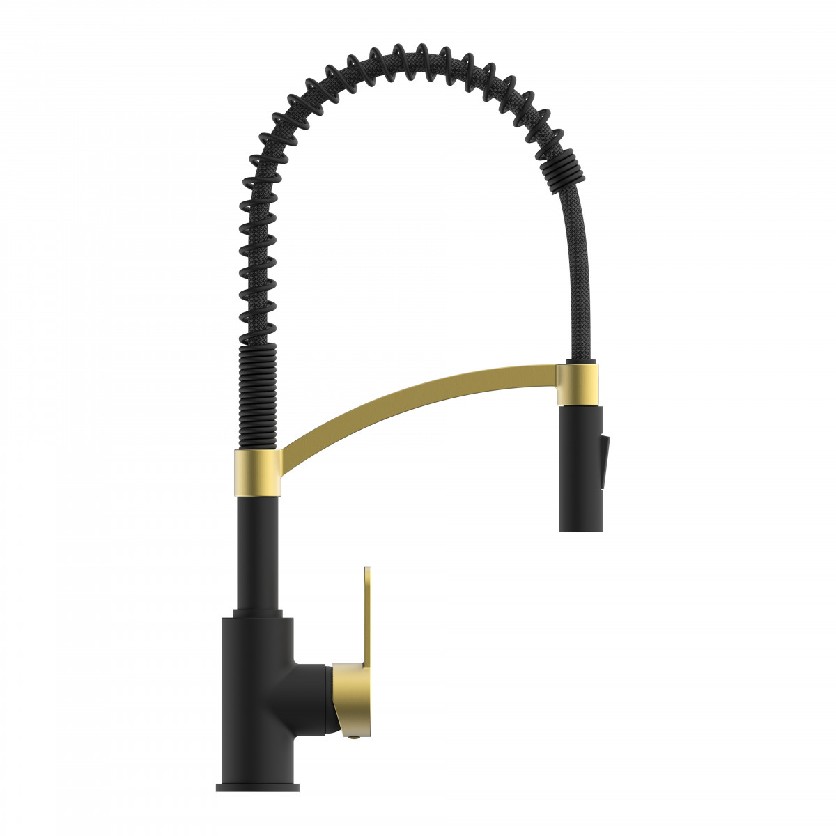 WK 3 in Schwarz/Gold, Küchenarmatur mit innovativem Spiralfeder-Design