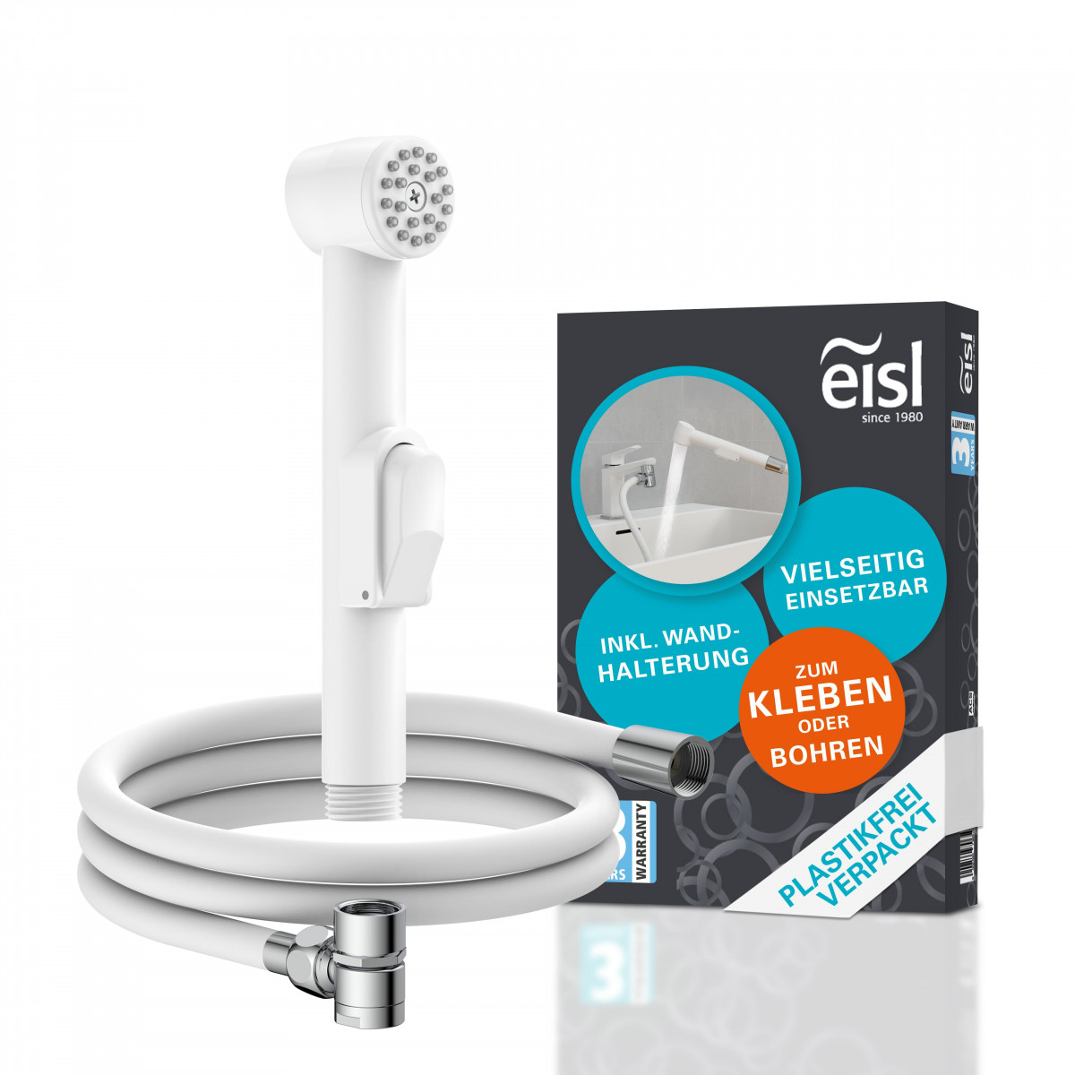 Waschbecken Handbrause, Bidet Handbrause, mit Wandhalterung und Brauseschlauch, Weiß