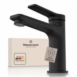 WT 12 in Schwarz, Waschtischarmatur mit schlankem Design