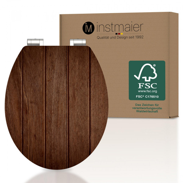 MDF WC Sitz mit Nussbaum-Holzmotiv, mit FSC-Zertifizierung MDF WC Sitz mit Nussbaum-Holzmotiv, mit FSC-Zertifizierung