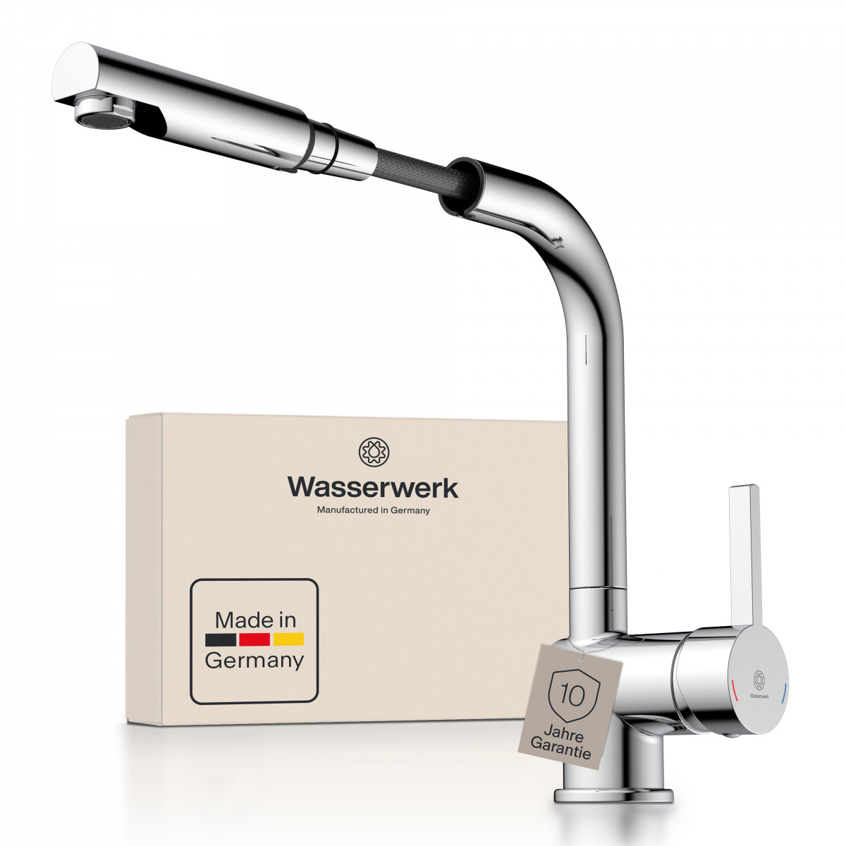 WK 4 Pro in Chrom, Küchenarmatur mit herausziehbarem Auslauf