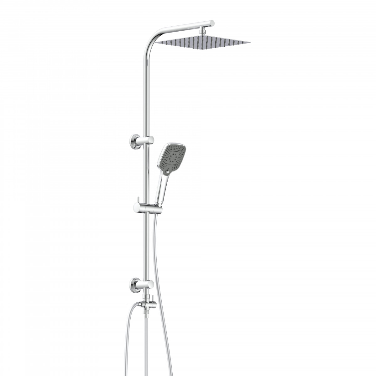 Überkopf-Brauseset EASY DELUXE, Regendusche, großer Duschkopf, Chrom