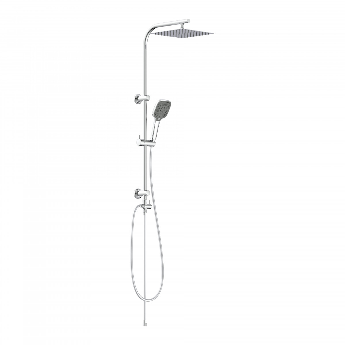 Überkopf-Brauseset EASY DELUXE, Regendusche, großer Duschkopf, Chrom