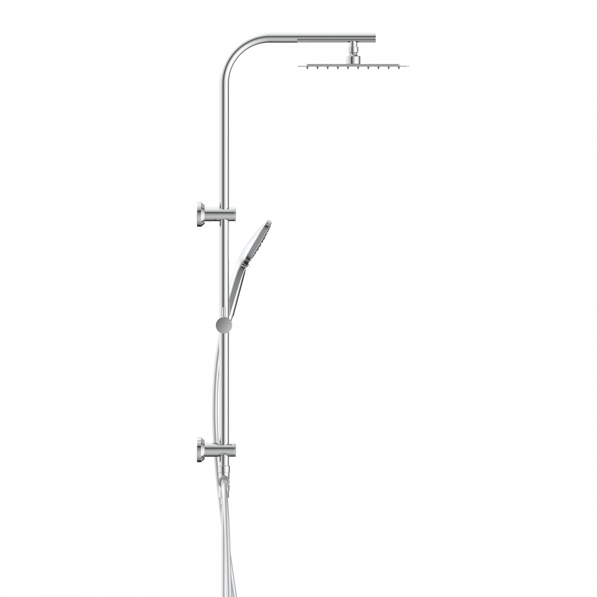 Überkopf-Brauseset EASY DELUXE, Regendusche, großer Duschkopf, Chrom