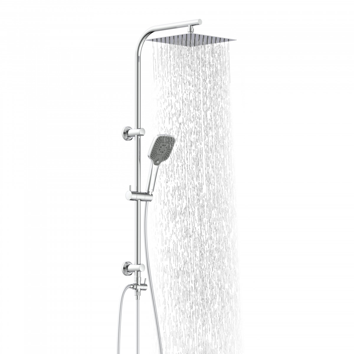 Überkopf-Brauseset EASY DELUXE, Regendusche, großer Duschkopf, Chrom