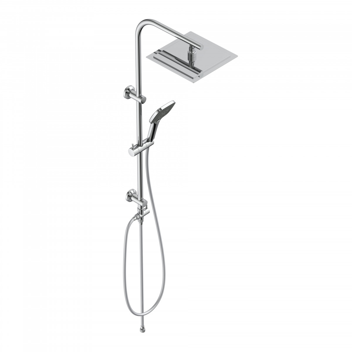 Überkopf-Brauseset EASY DELUXE, Regendusche, großer Duschkopf, Chrom